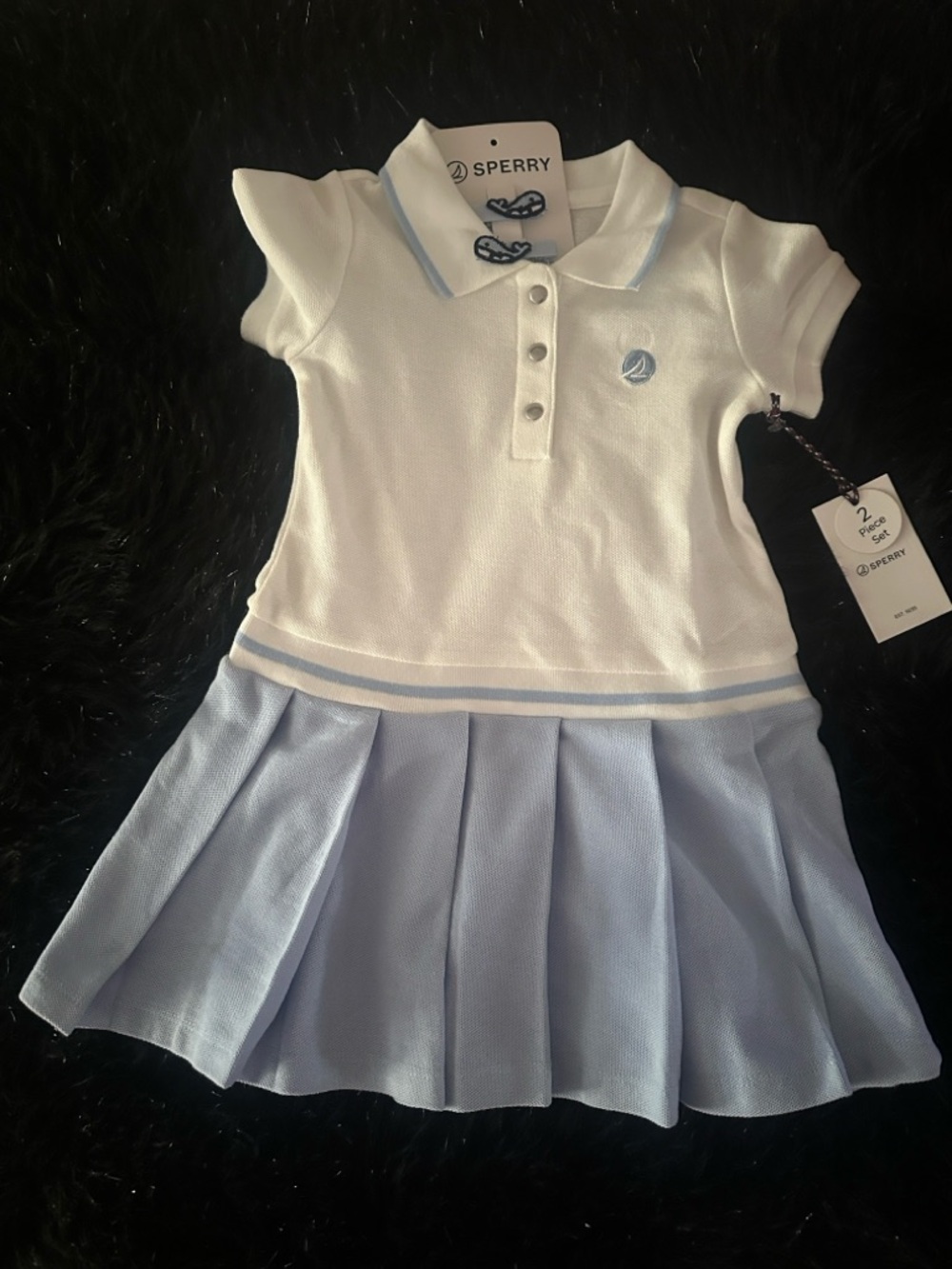 Sperry Baby Sailor Dress - White & Light Blue NWT